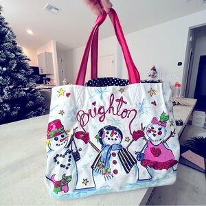 Christmas Tote, Holiday Tote, Snow Day Large Tote Bag, Snowman Tote, Let It Snow